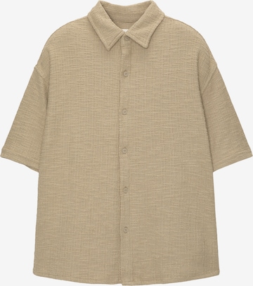 Pull&Bear Comfort fit Button Up Shirt in Brown: front