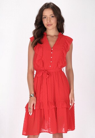 faina Shirt dress in Red: front