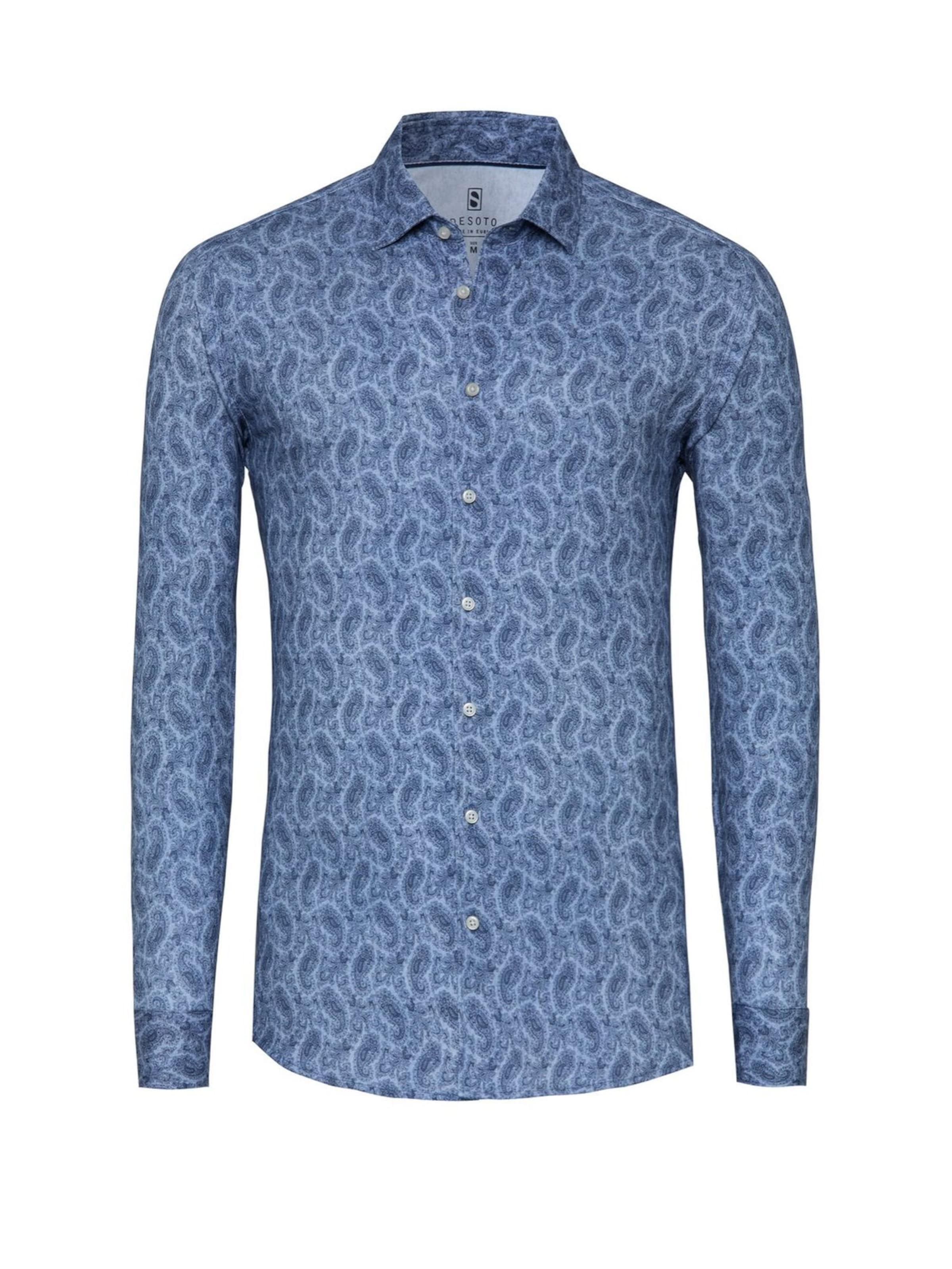 DESOTO Slim fit Button Up Shirt in Blue: front