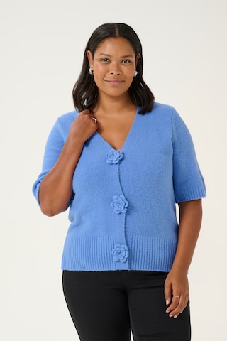 KAFFE CURVE Knit Cardigan 'Rosa' in Blue: front