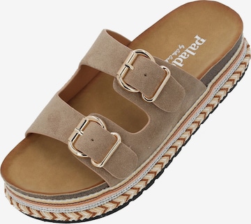 Palado by Sila Sahin Pantolette  'Veast' in Beige: Vorderseite