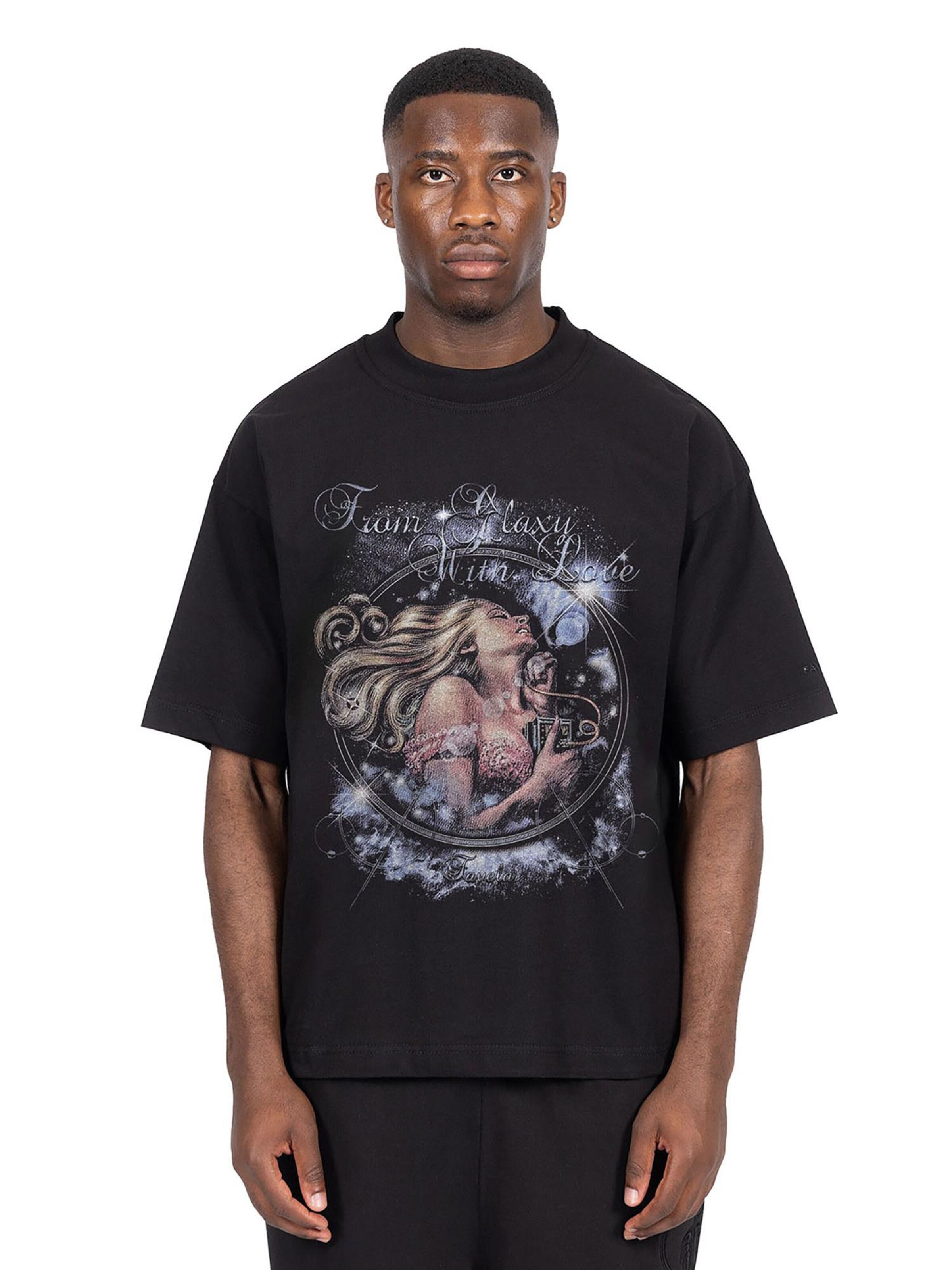 FAVELA Shirt 'Galaxy With Love' in Black: front