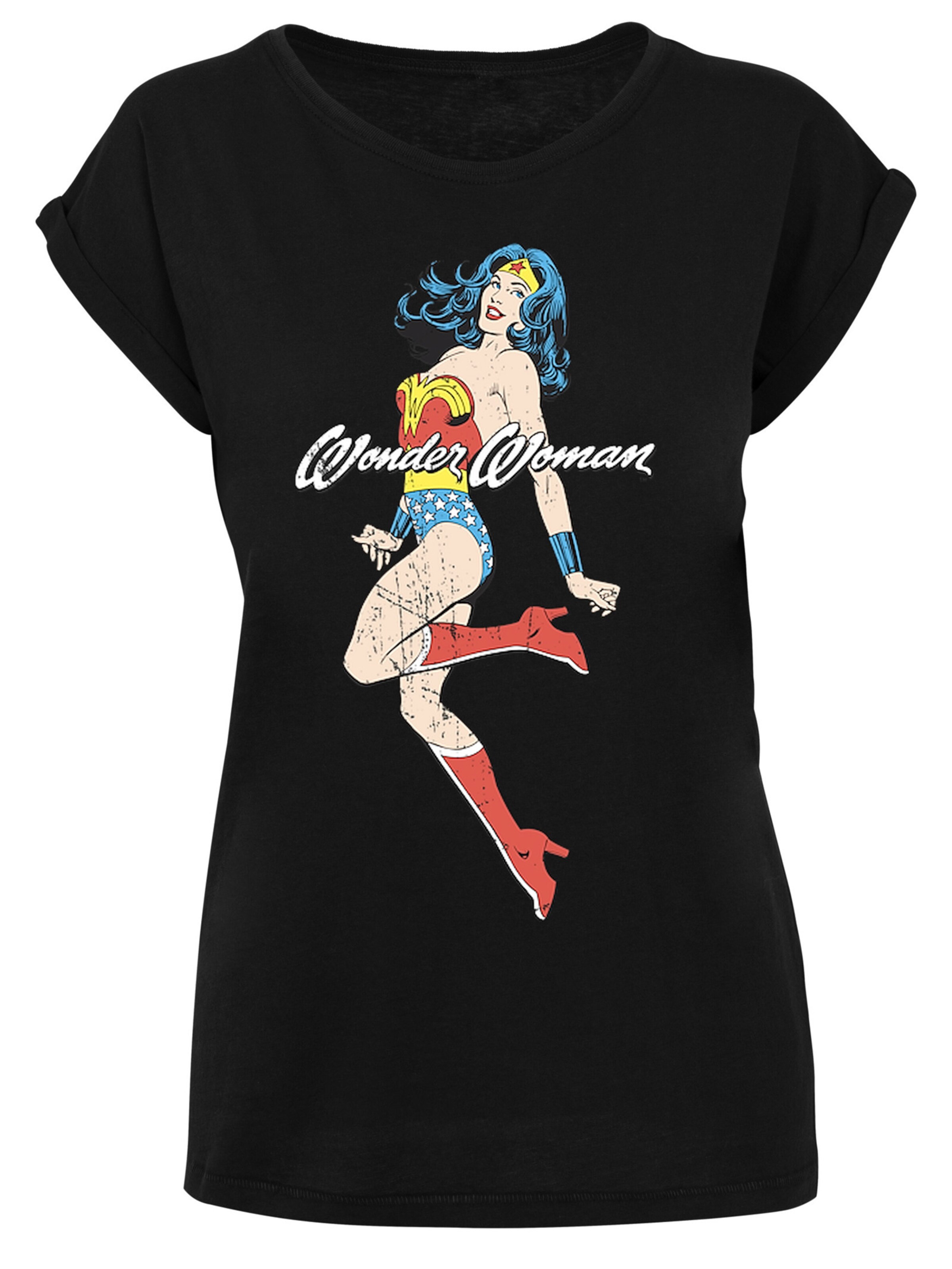 F4NT4STIC Shirt 'DC Comics Wonder Woman Jump' in Black: front
