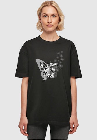 Merchcode Oversized shirt 'It´s Your Time To Bloom' in Zwart: voorkant
