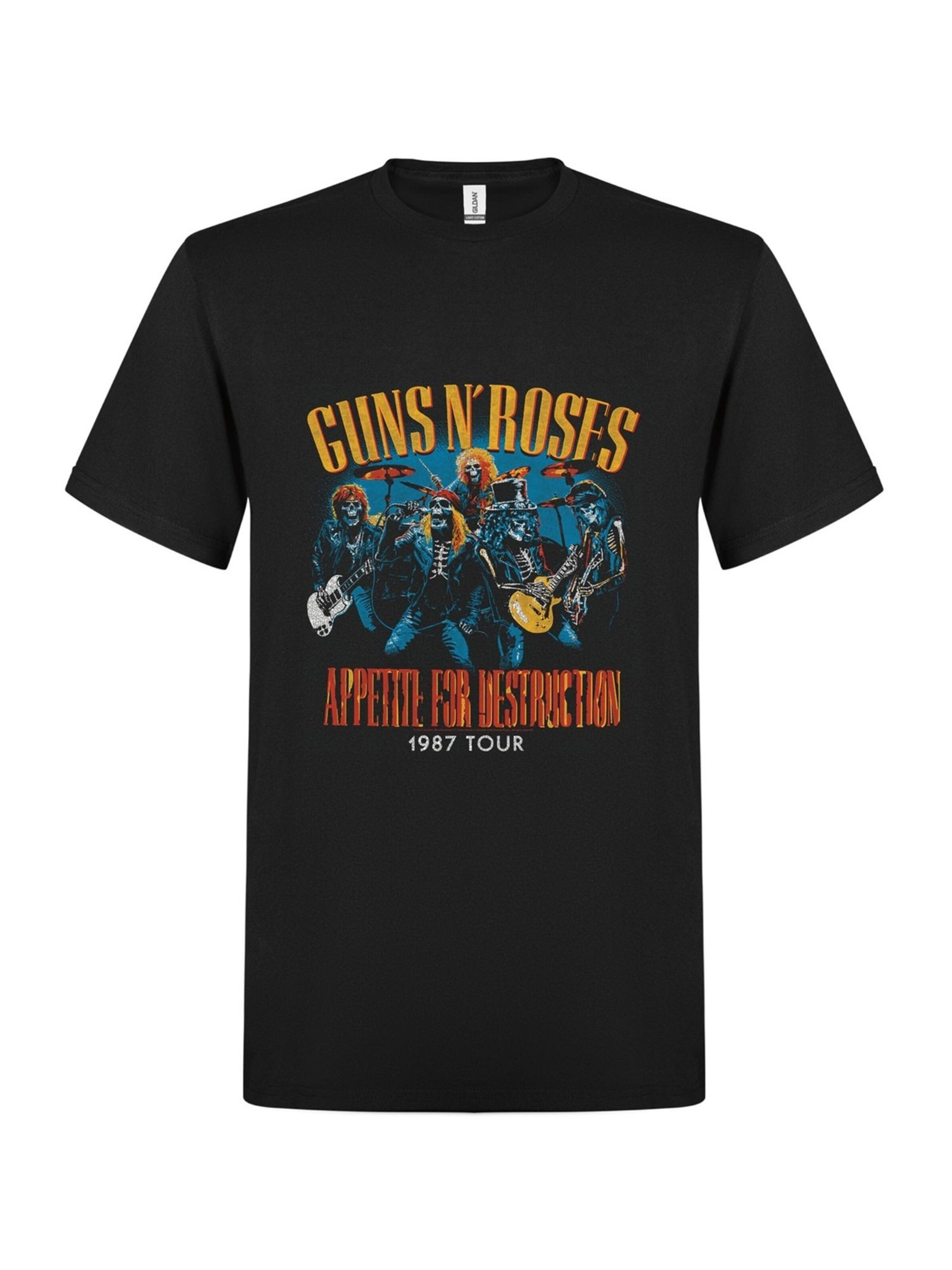 Maglietta 'Appetite for destruction live skulls 1987' di GUNS N' ROSES in nero: frontale