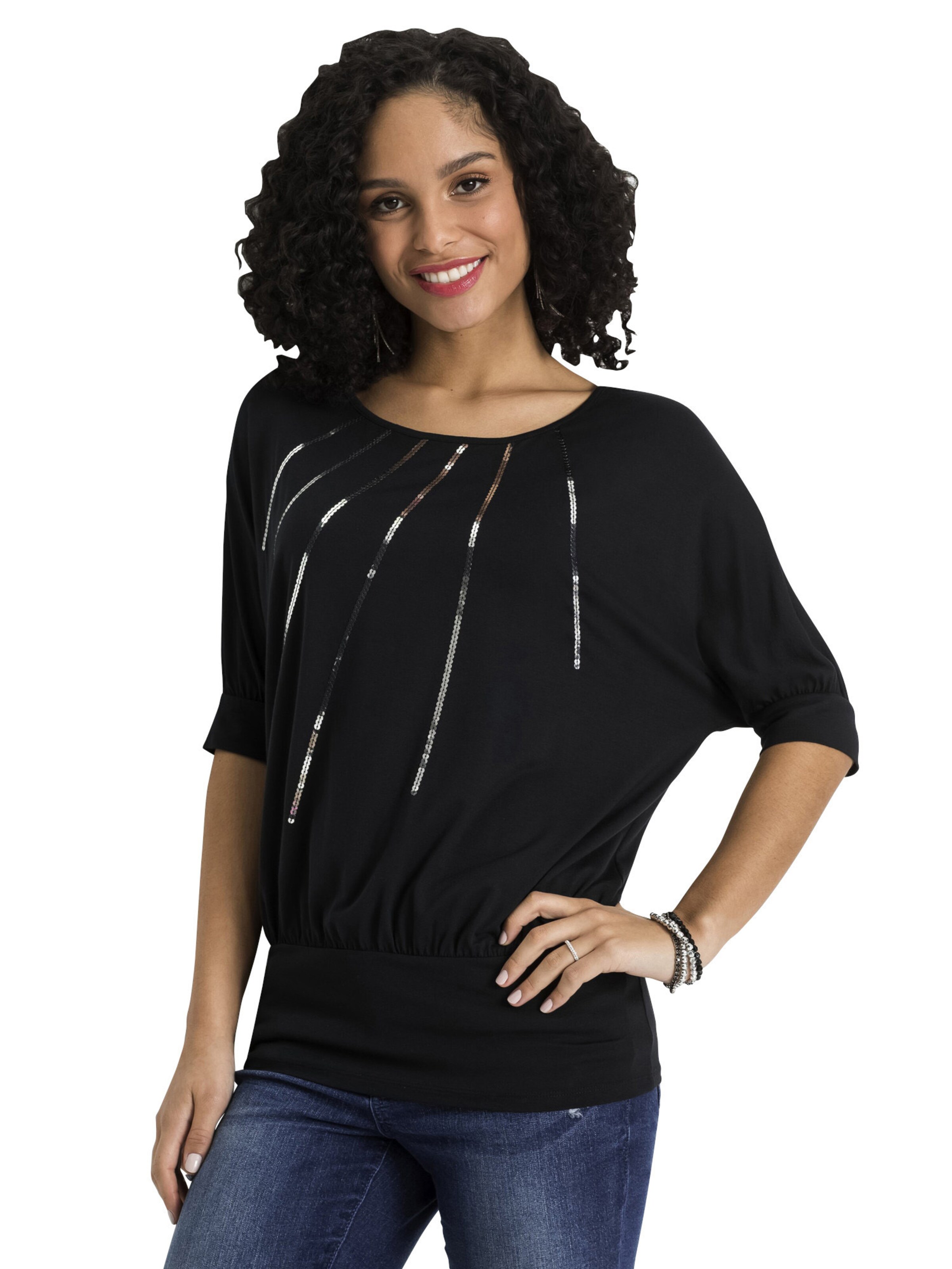 Tricou de la bonprix pe negru: față