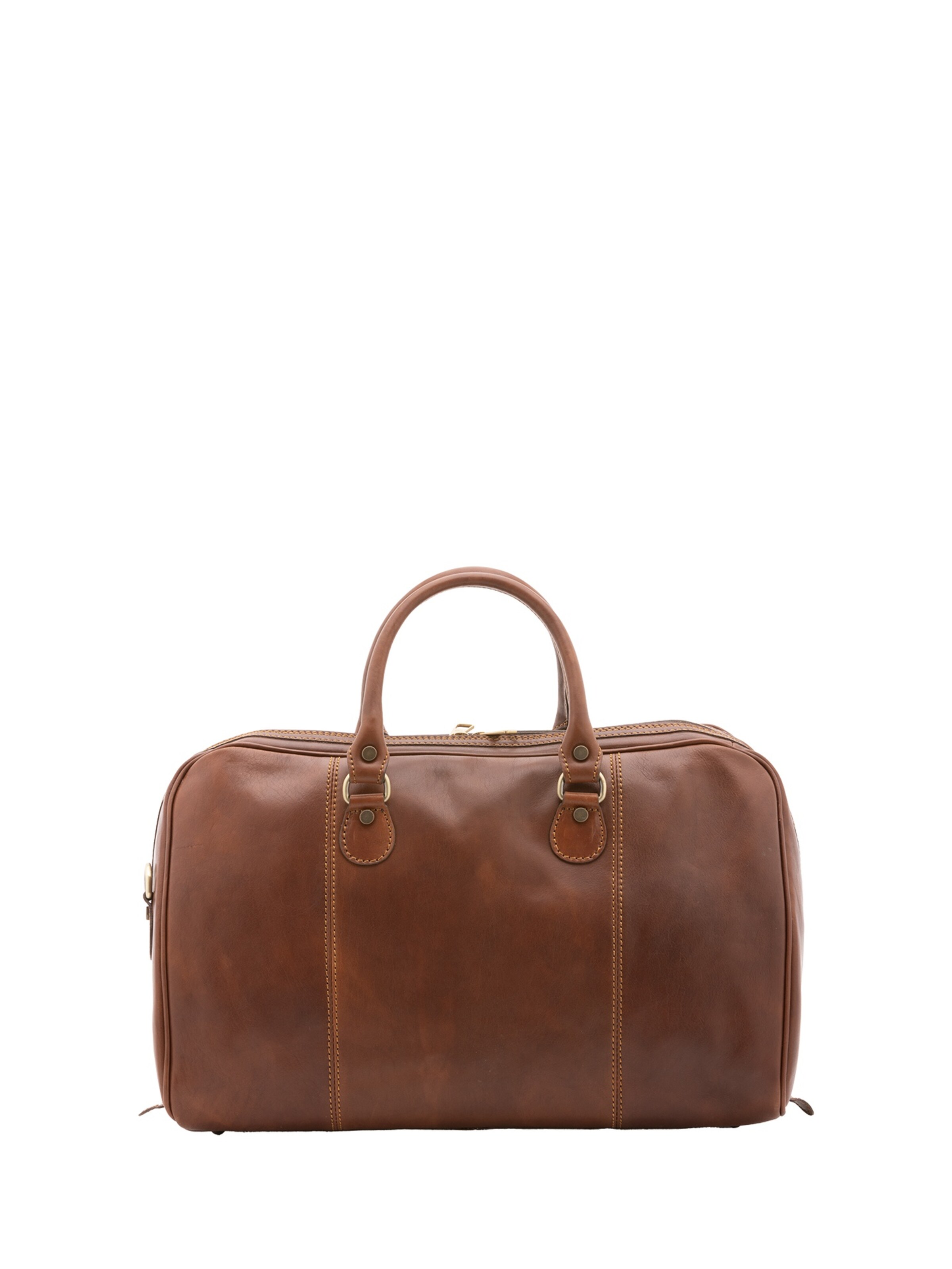 Borsa da viaggio 'Borsa da viaggio unisex vera pelle con zip - Made in Italy' di Chiara Ferretti in marrone: frontale