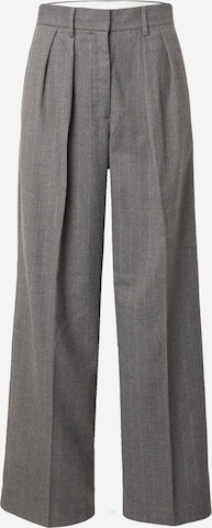 SECOND FEMALE Wide leg Pleat-Front Pants 'Holsye' in Grey: front