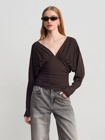 Dilvin Blouse in Brown: front