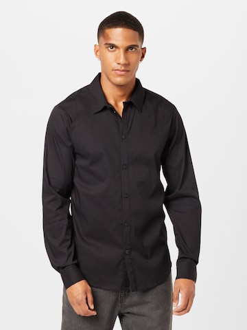 ABOUT YOU Regular fit Button Up Shirt 'Frederik' in Black: front