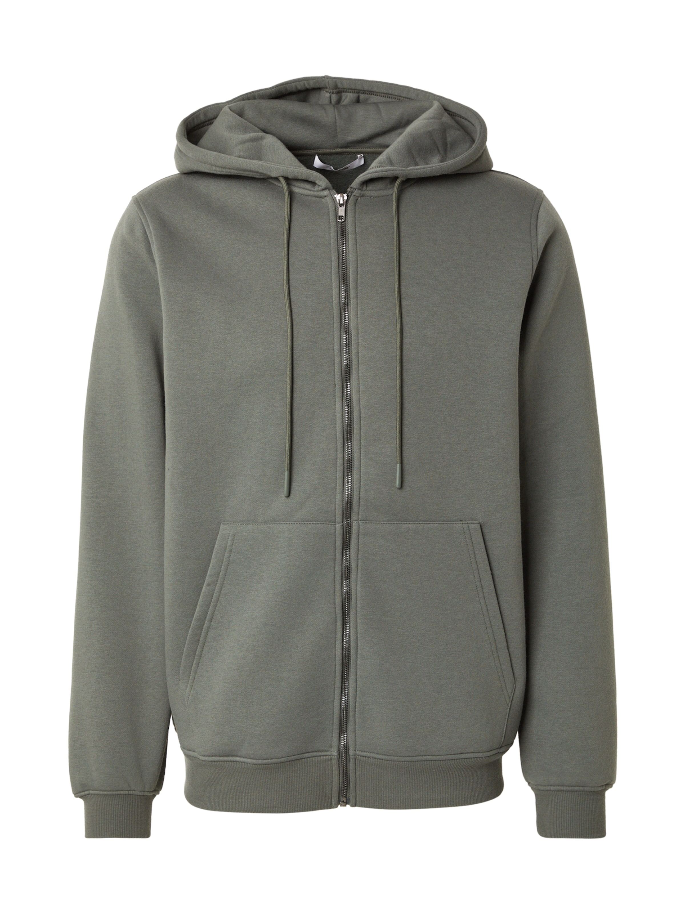 ABOUT YOU Zip-Up Hoodie 'Gino' in Green: front
