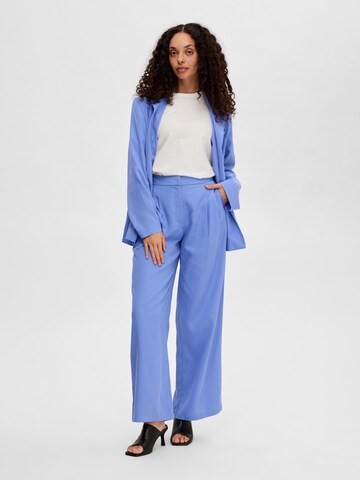 SELECTED Loosefit Bandplooibroek 'Porta' in Blauw