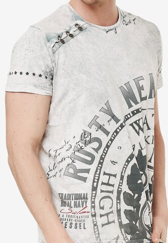 Rusty Neal Cooles T-Shirt mit großem Print in Grau