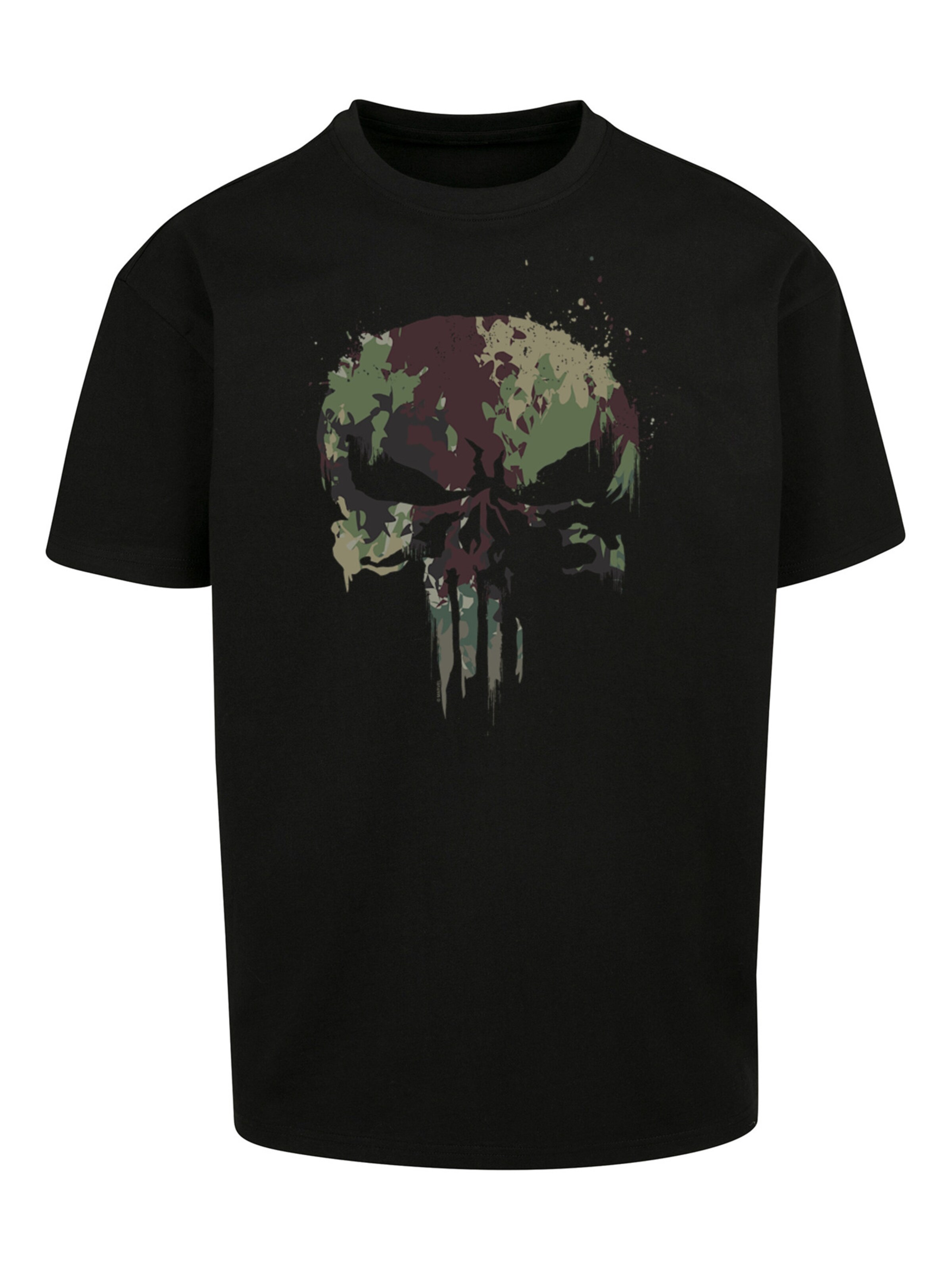 F4NT4STIC Shirt 'Punisher TV Camo Skull' in Black: front