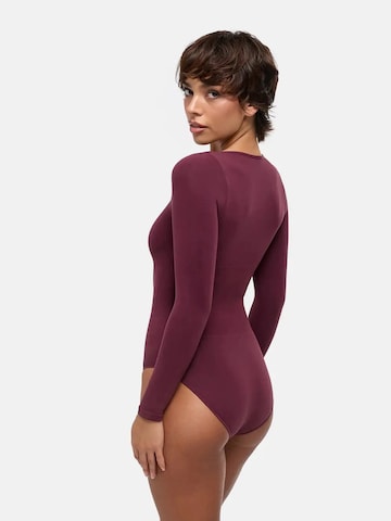 cfab - Body moldeador 'Clean Longsleeve Squareneck Sculpting Bodysuit with Slip' en rojo