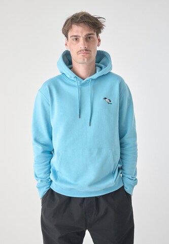Cleptomanicx Sweatshirt 'Classic Hooded Storm Gull' in Blau: Vorderseite