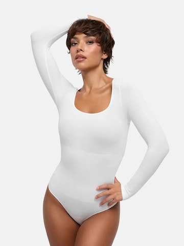 cfab - Body moldeador 'Clean Longsleeve Squareneck Sculpting Bodysuit with String' en blanco
