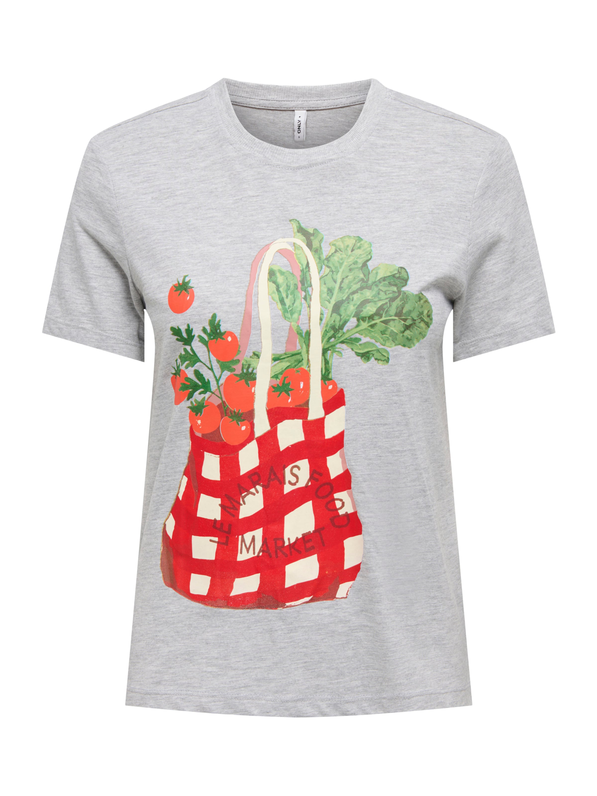 ONLY Μπλουζάκι σε γκρι μελανζέ / πράσινο / κόκκινο / λευκό, Άποψη προϊόντος