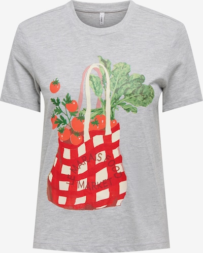 Marškinėliai iš ONLY, spalva – margai pilka / žalia / raudona / balta, Prekių apžvalga