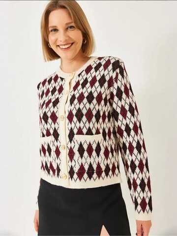 Bianco Lucci Knit Cardigan in Beige