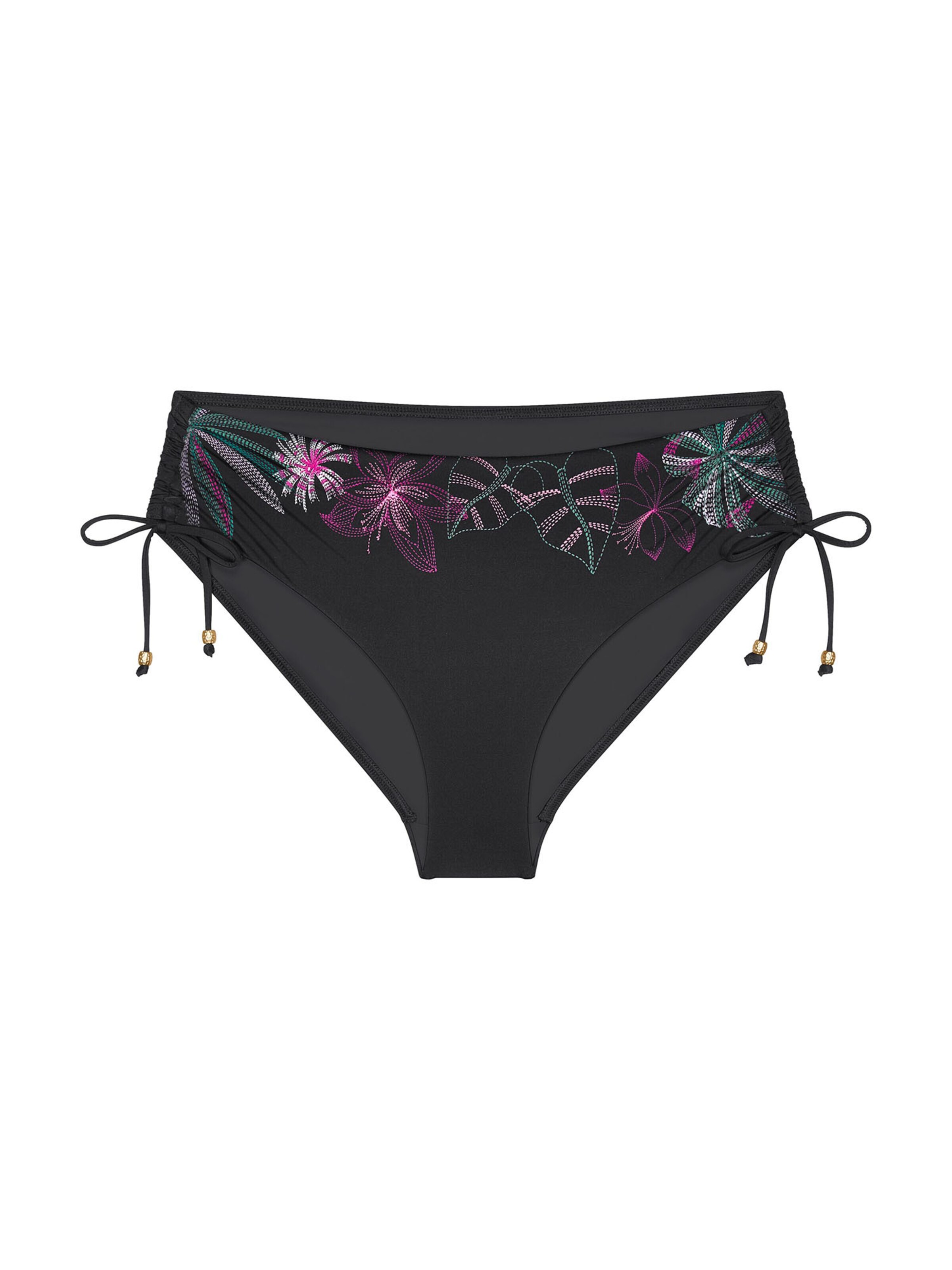 TRIUMPH Bikini Bottoms ' Red Label Summer Tropics ' in Black: front
