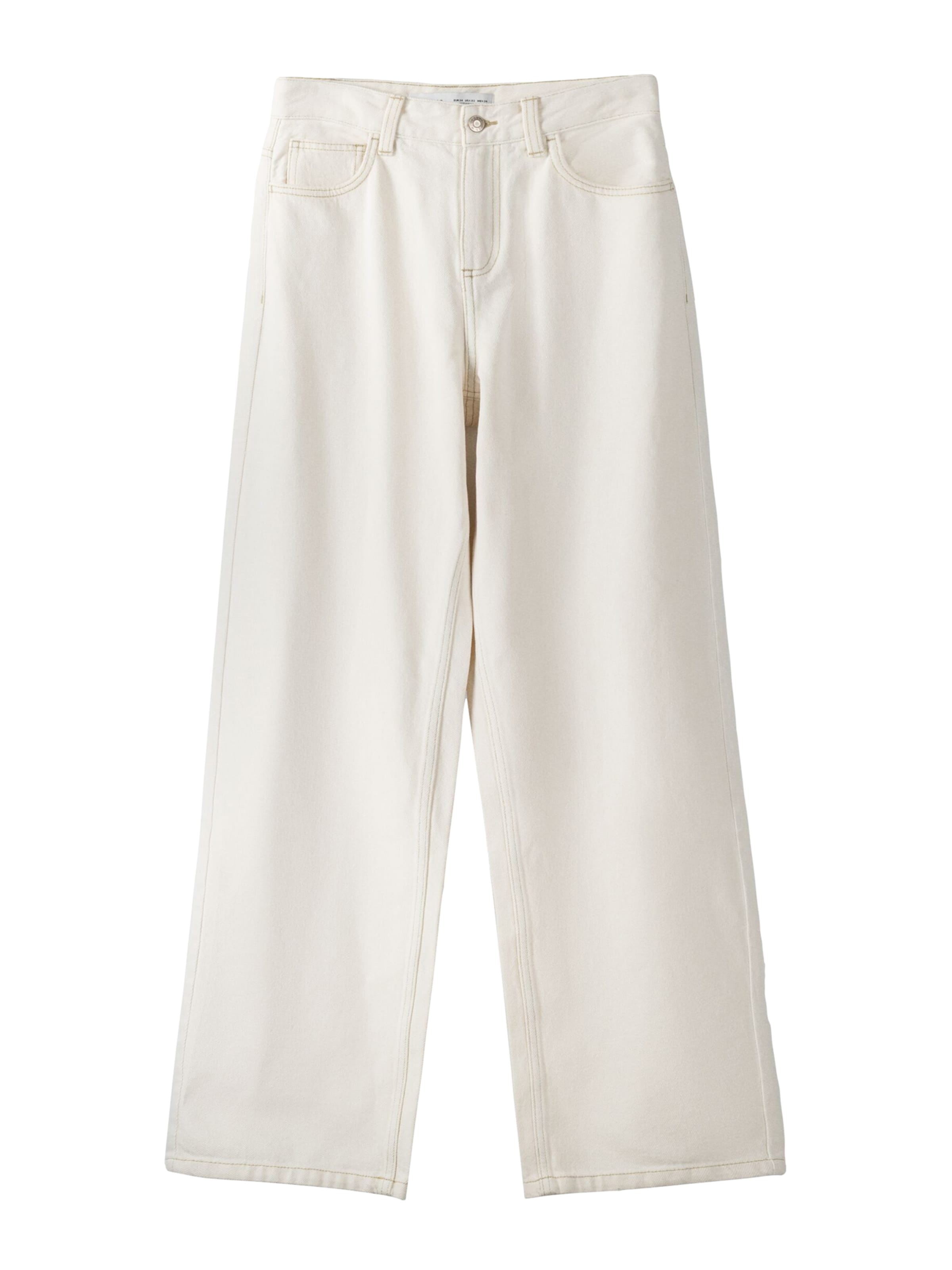 Wide Leg Jean Bershka en beige : devant