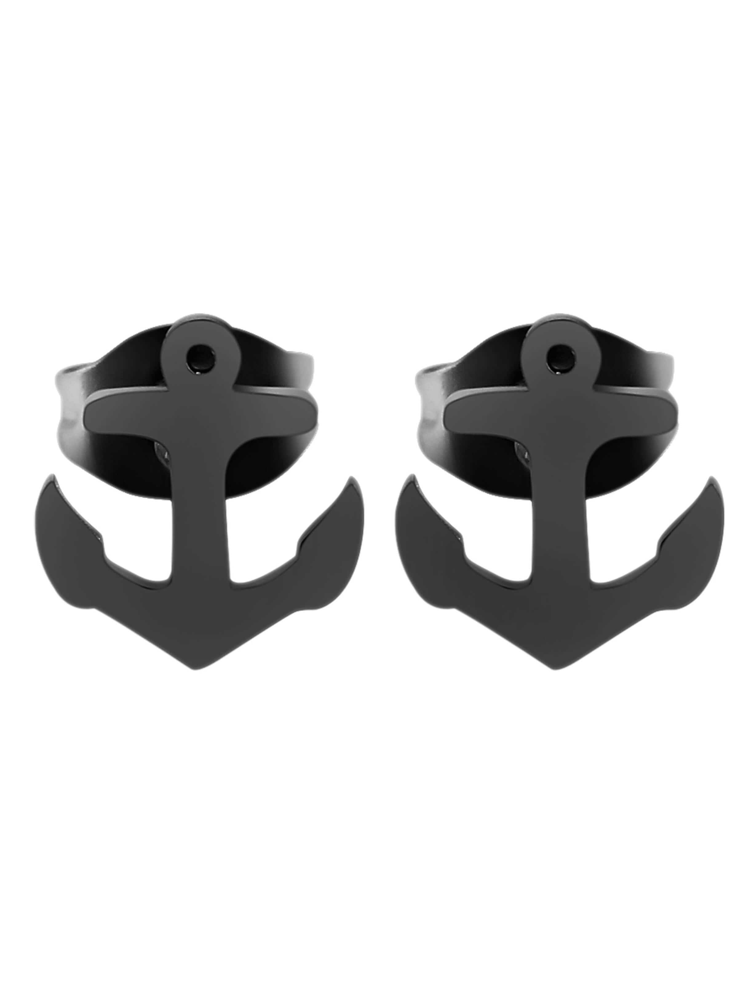 Akzent Earrings 'Edelstahl, Anker, 4 Farben, 8x7,5 mm, Maritimes Design' in Black: front