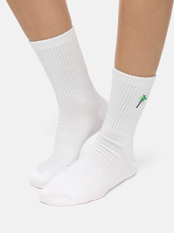 Chaussettes ' Good Vibes Motiv Statement Socken Tennissocken ' Nur Die en blanc : devant