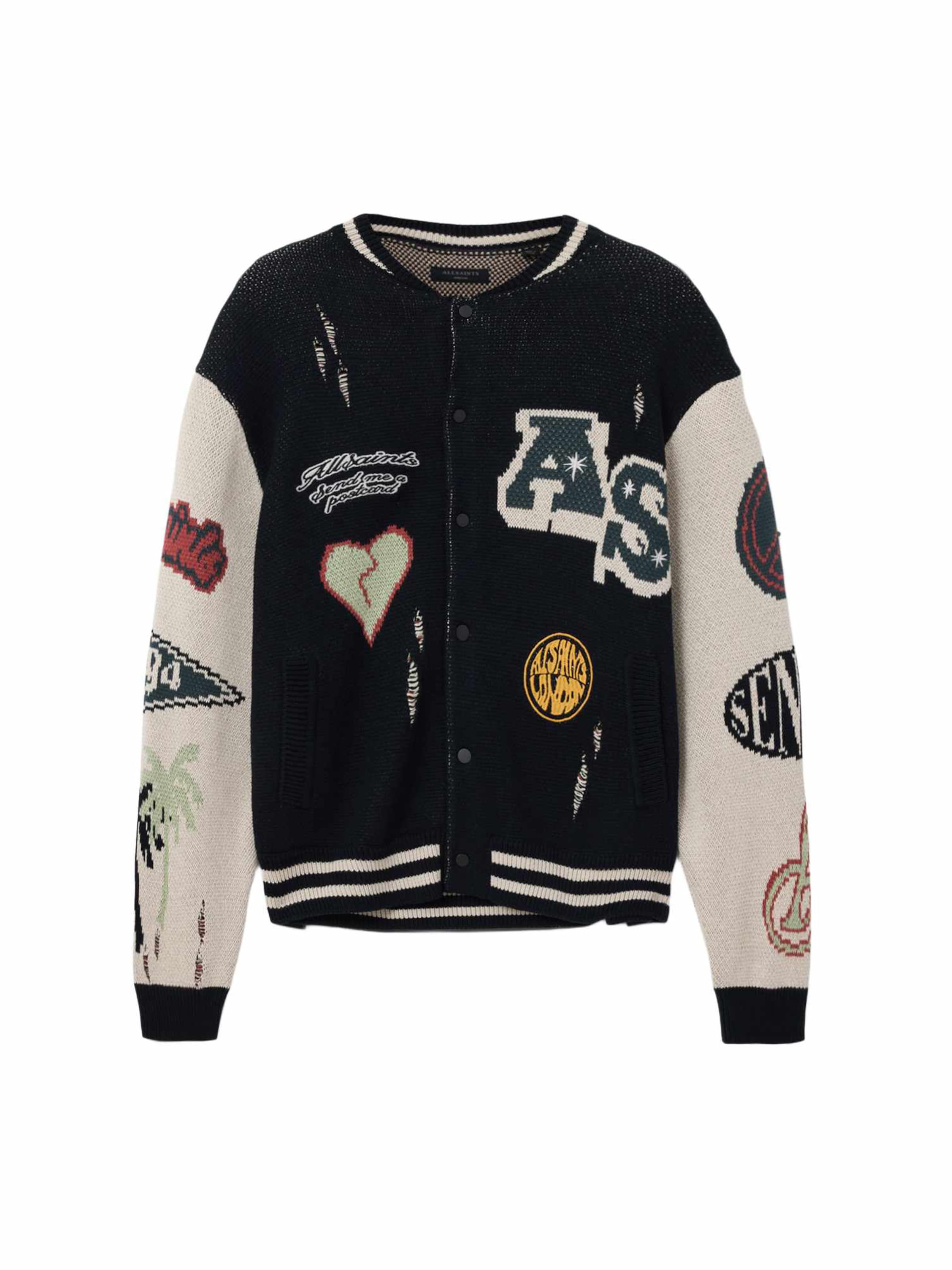 AllSaints Πλεκτή ζακέτα 'CHASE' σε μαύρο: μπροστά