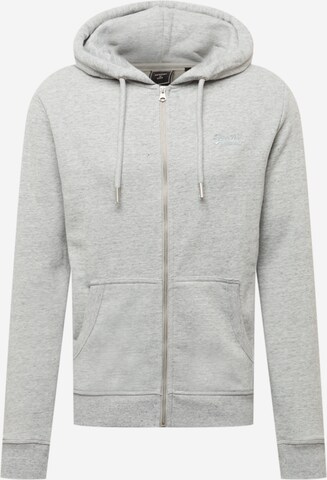 Veste de survêtement Superdry en gris : devant