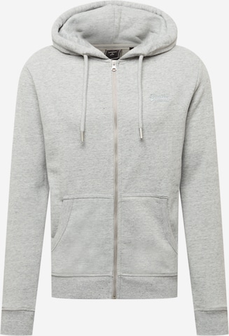 Veste de survêtement Superdry en gris : devant