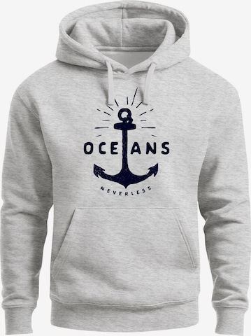 Neverless Sweatshirt 'Oceans Anker' in Grau: Vorderseite