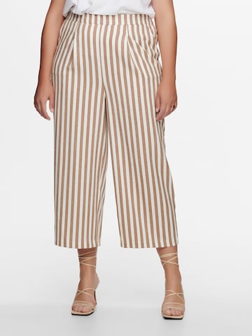 ONLY Carmakoma Regular Pleat-Front Pants 'Caris' in Brown: front