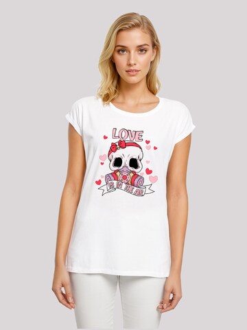 T-shirt 'Anti Valentinstag LOVE is in the air' F4NT4STIC en blanc : devant