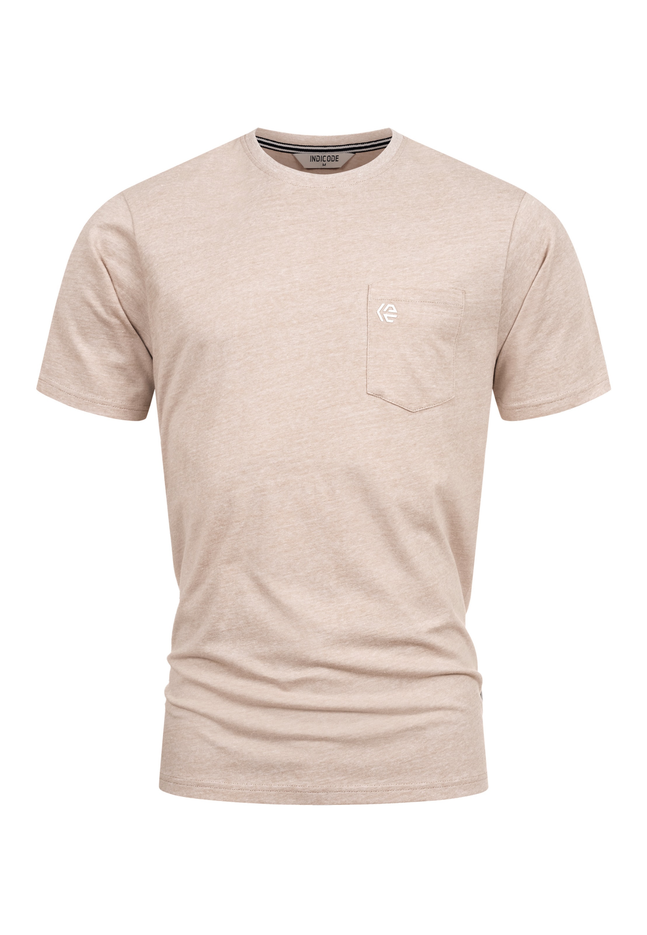 INDICODE JEANS Shirt 'Strib' in Beige: voorkant