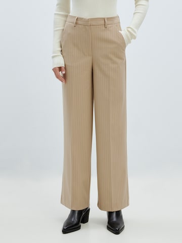 EDITED Wide leg Trousers with creases 'Zaida' in Beige: front