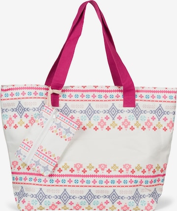 styleBREAKER Strandtasche 'Strandtasche Azteken Muster - Boho' in Pink: Vorderseite