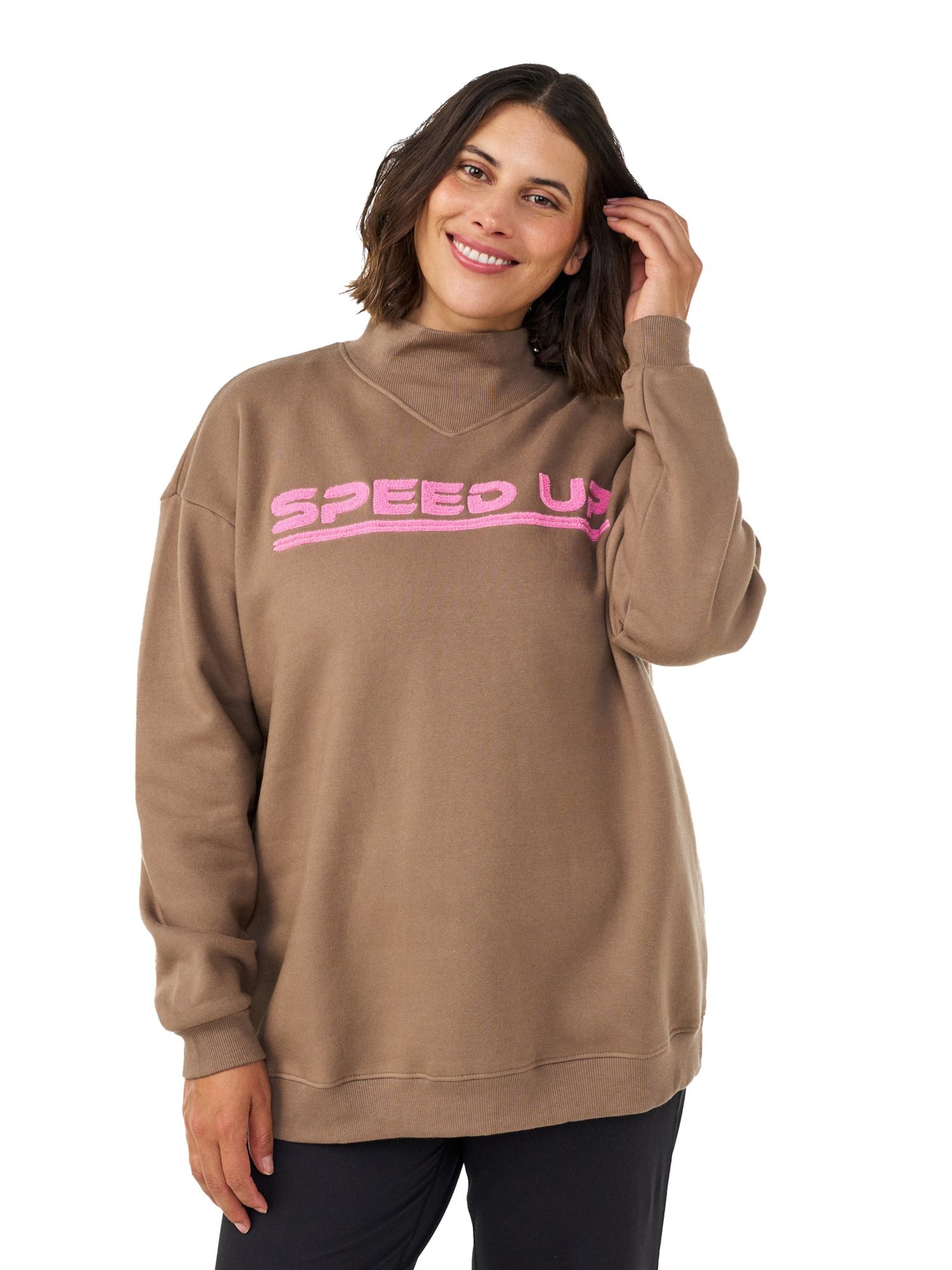 Sweat-shirt 'ARIKKE' Active by Zizzi en marron : devant