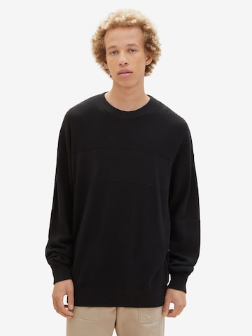 TOM TAILOR DENIM Sweater in Black: front