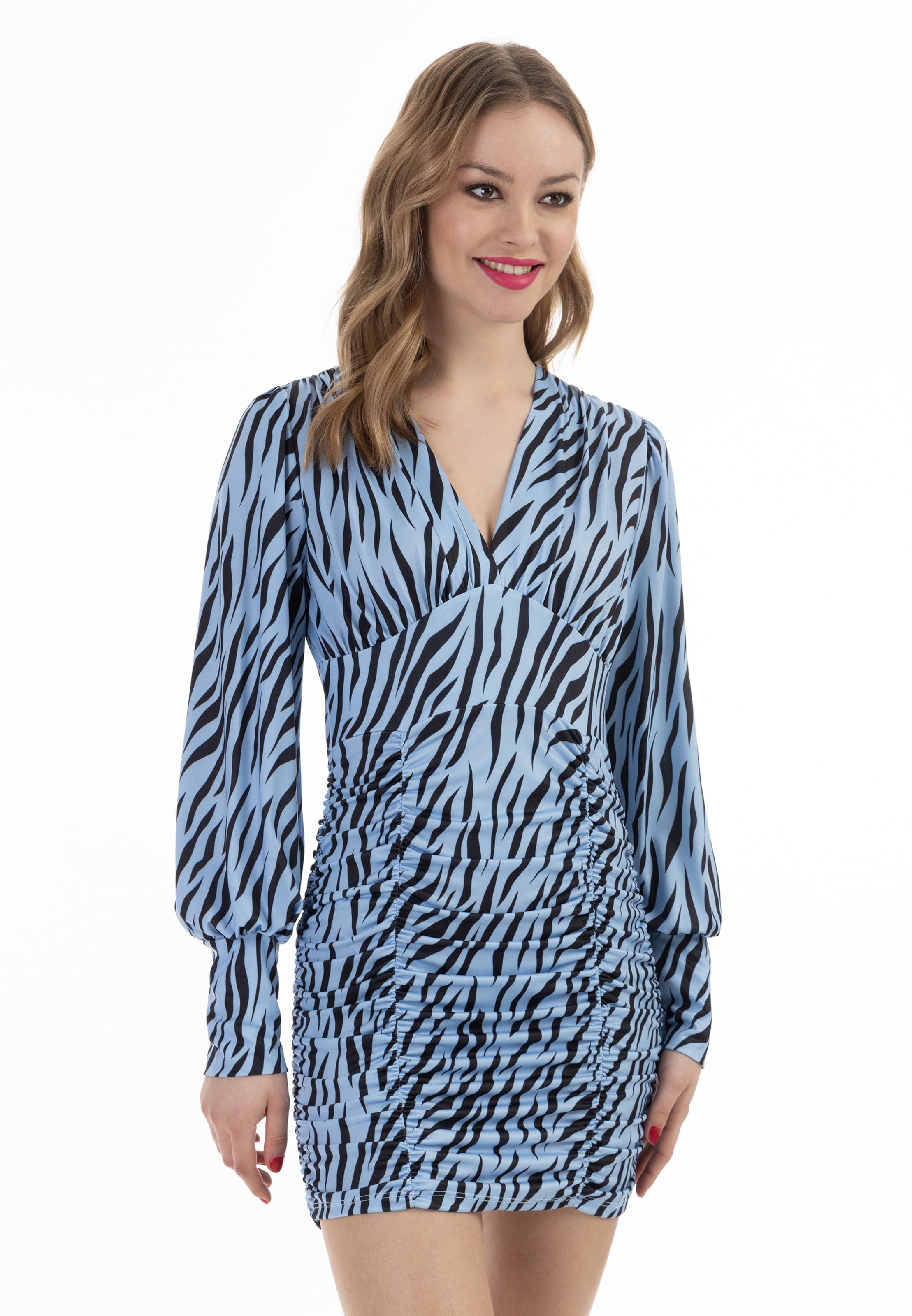 NAEMI - Vestido de gala en azul