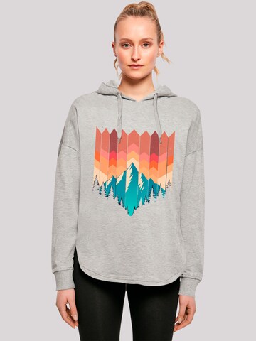 F4NT4STIC Sweatshirt 'Berg Sonnenuntergang Geometrisch' in Grijs: voorkant