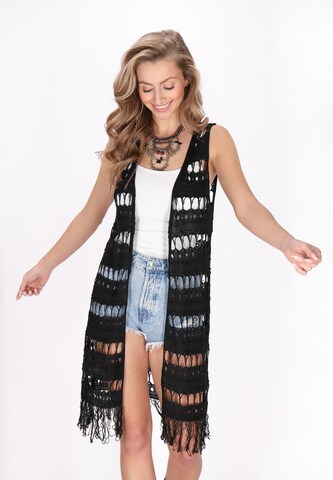 IZIA Knitted vest in Black: front