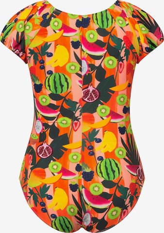 Ulla Popken T-Shirt Badeanzug in Orange