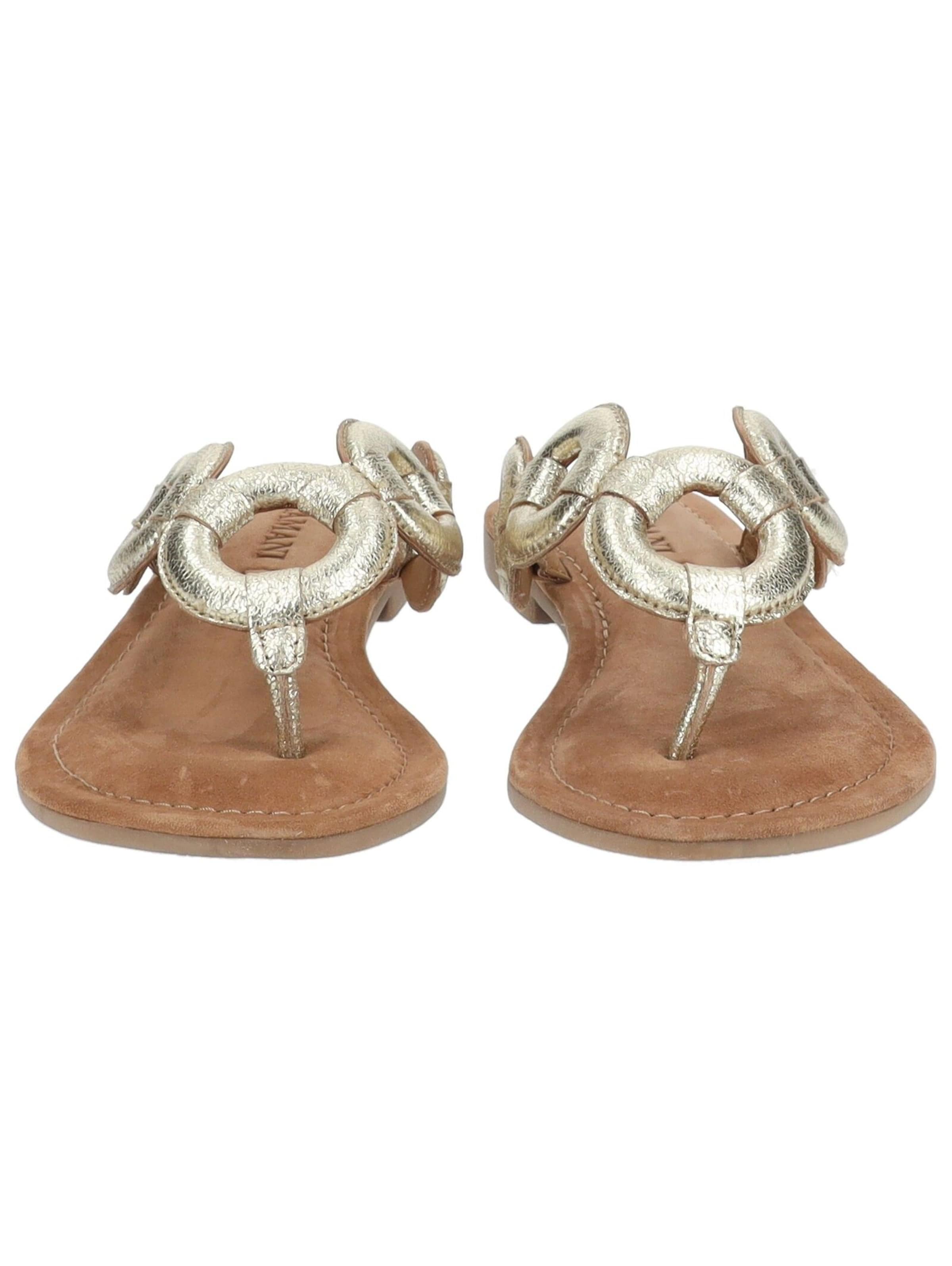 LAZAMANI T-Bar Sandals in Gold