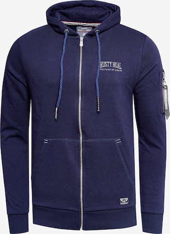 Rusty Neal Zip-Up Hoodie in Blue: front