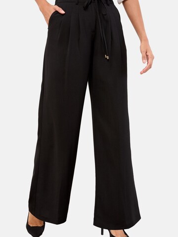Wide Leg Pantalon à pince Lipsy en noir : devant