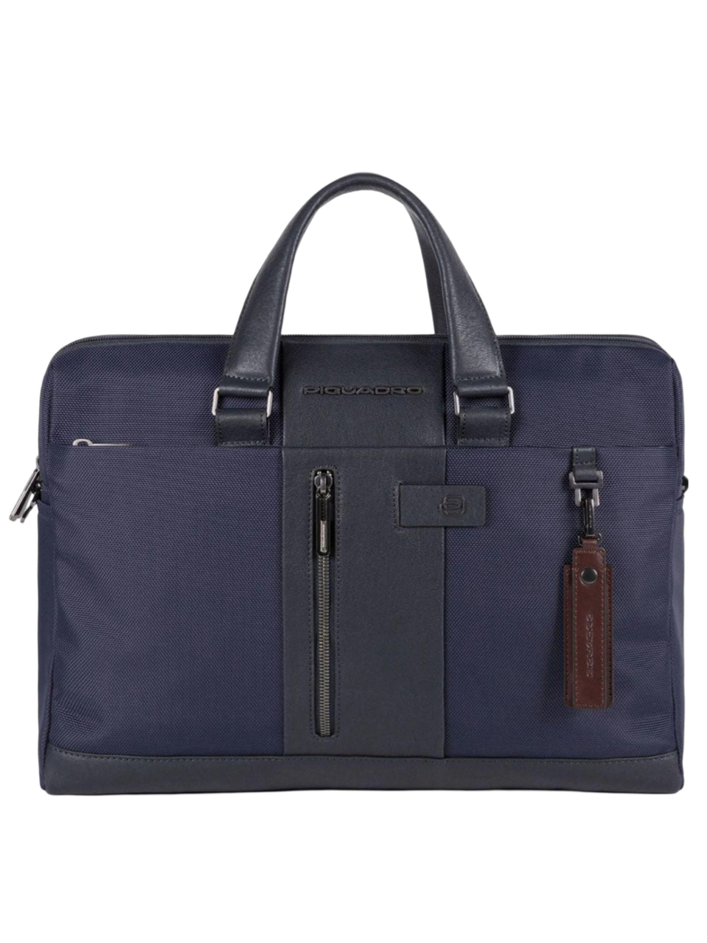 Piquadro - Cartera maletín en azul: frente