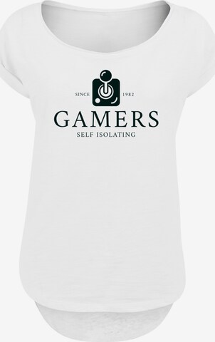 F4NT4STIC T-Shirt 'Retro Gaming Gamers Self Isolating' in Weiß: predná strana