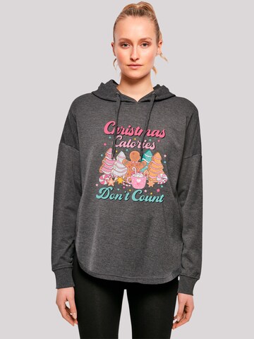 F4NT4STIC Sweatshirt 'Christmas Calories Dont Count' in Grey: front