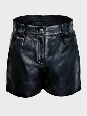 Be  Noble Slim fit Pleat-Front Pants 'Leder Shorts im eleganten Style' in Black: front